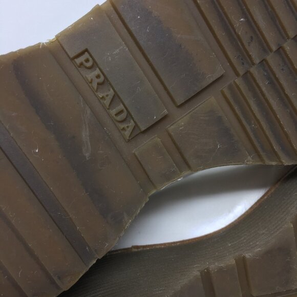 Prada Lace Up Platform Leather Brogue Shoes White leather Silver Toe Womens 39 - Picture 10 of 15